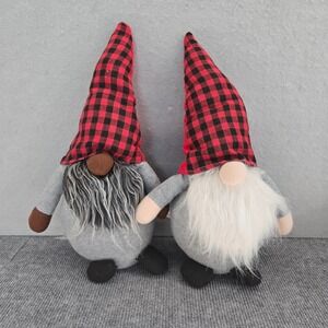 Buffalo Plaid Plush Gnome 15" Bean Bag Bottom Set Greenbrier International
